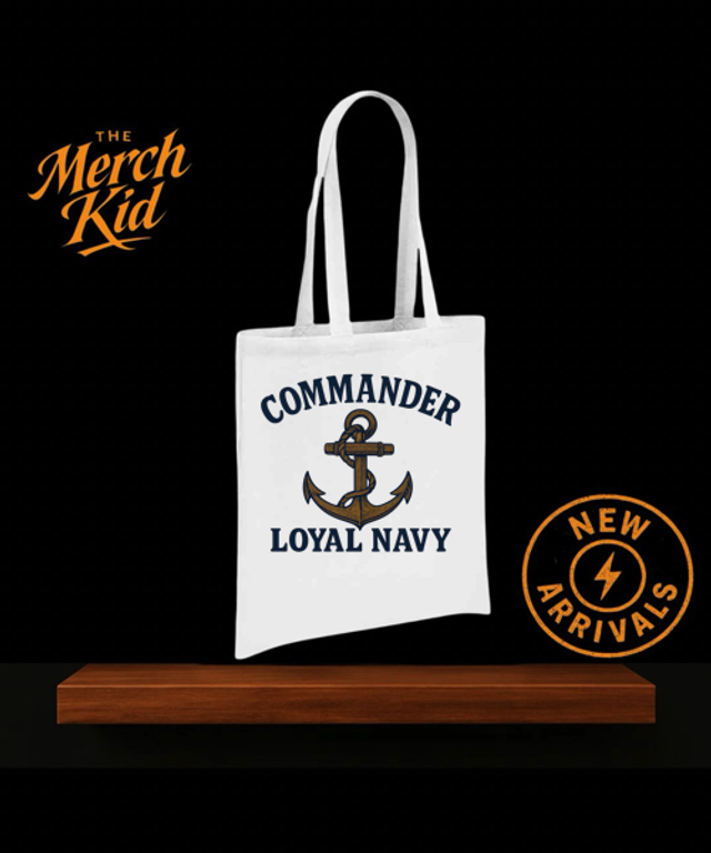 Commander Loyal Navy Tote Bag White