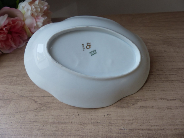 Vide-Poche Vintage Porcelaine Limoges – Panier Fleuri, Décor Floral Peint Main, Coupelle à Bijoux, Plat Apéritif, Collection France Élégante