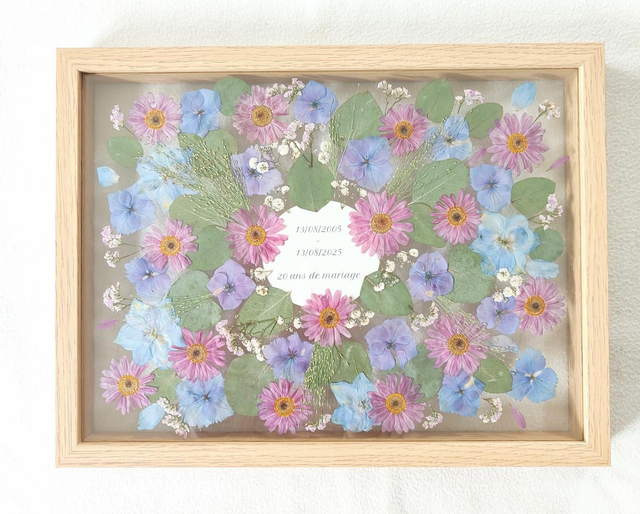 Herbier conservation de bouquet entre deux verres