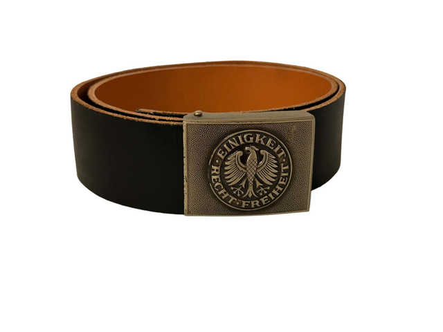Bundeswehr BW Leather Belt – Black Service Model with Silver Buckle used