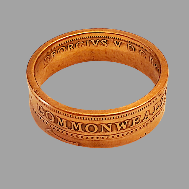 Australian One Penny 1913 Coin Ring     