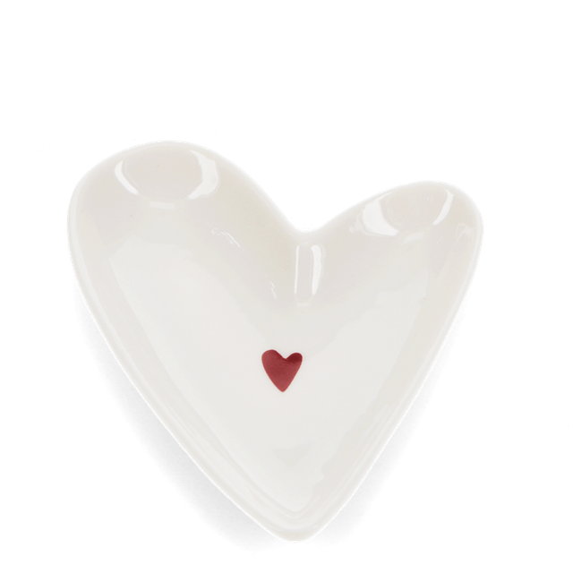 Ceramic Heart Trinket Dish - White
