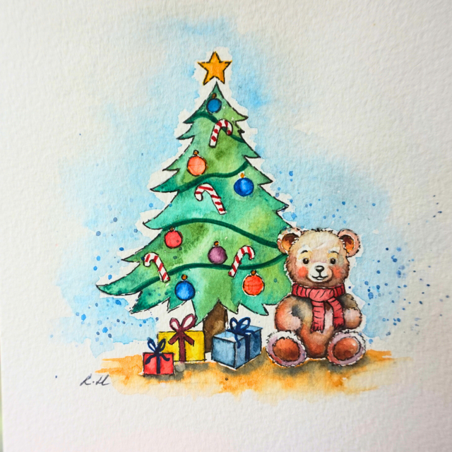 Teddy Bear Christmas Cards - Pack of 5