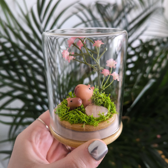 Ami protecteur - Capybara et son bébé (quartz rose)