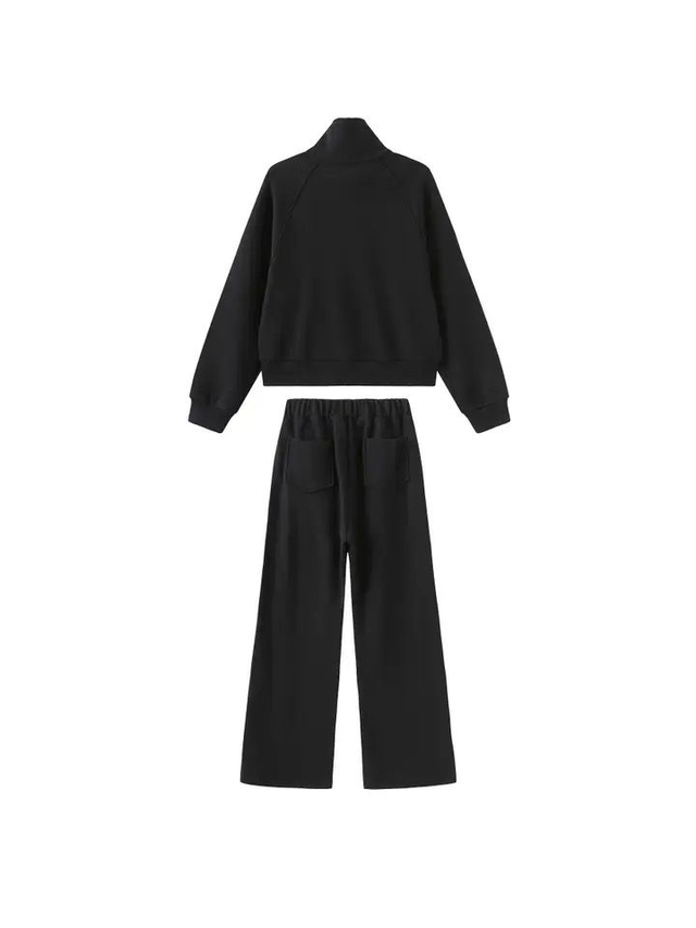 100% Cotton Two-Piece Leisure Suit - Black