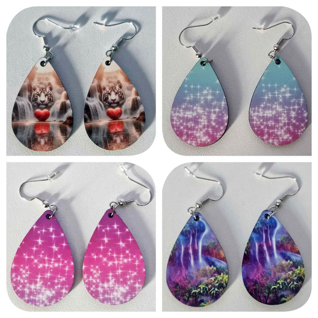 4 style de boucles d&#039;oreilles forme goutte d&#039;eau