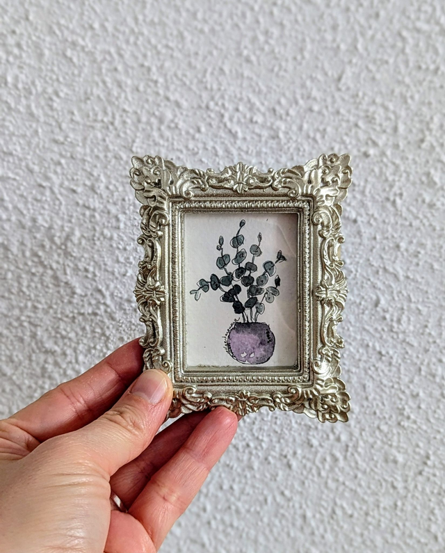 Mini cadre doré - Illustration Aquarelle - Bilie