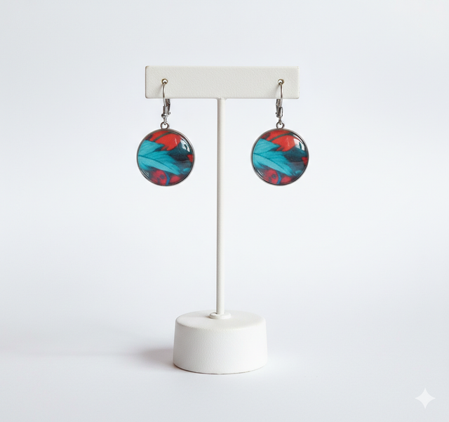 Boucles d'oreilles dormeuses fleurs exotiques