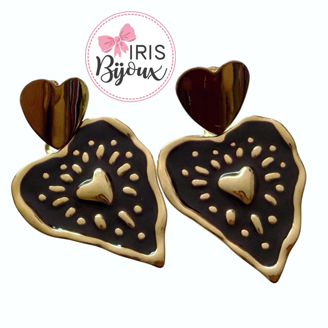 Orecchini cuori smaltati irregolari 
