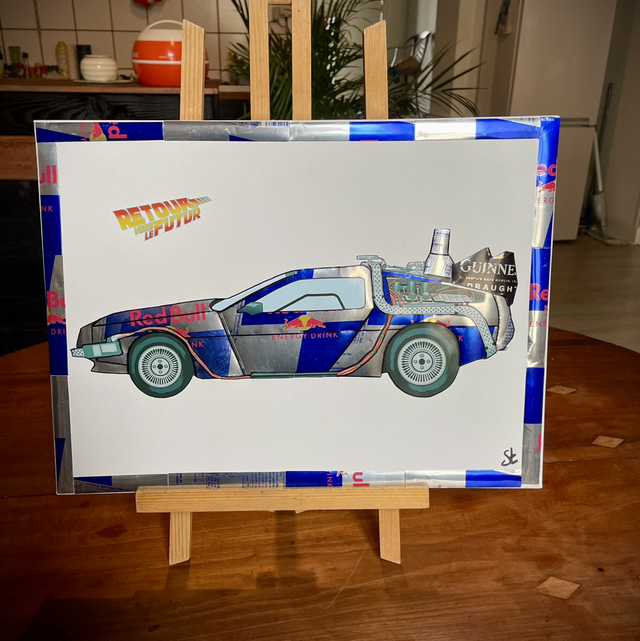 Tableau DeLorean retour vers le futur 30x40 cm 