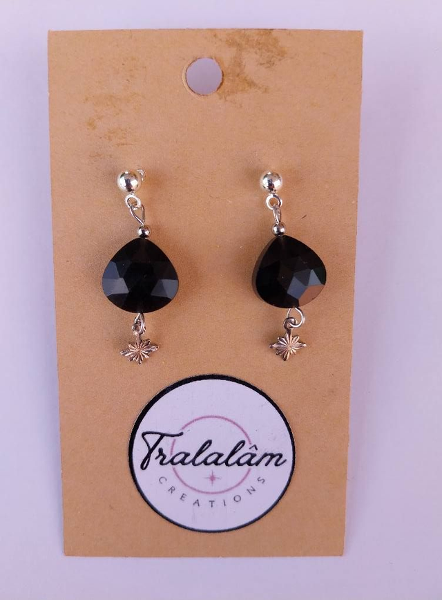 ✨ Boucles d'oreilles argentées "Les Jolies Pierres" Obsidienne ✨ 