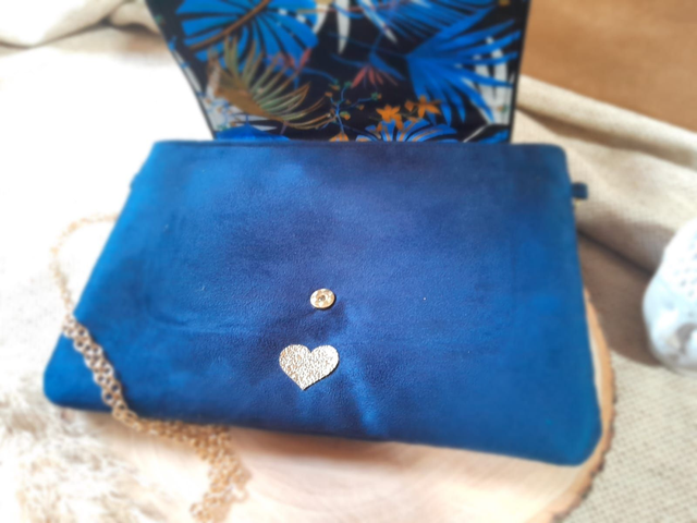 ✨MELITA ✨ Duo sac pochette suédine Bleue – Élégance et Charme ✨