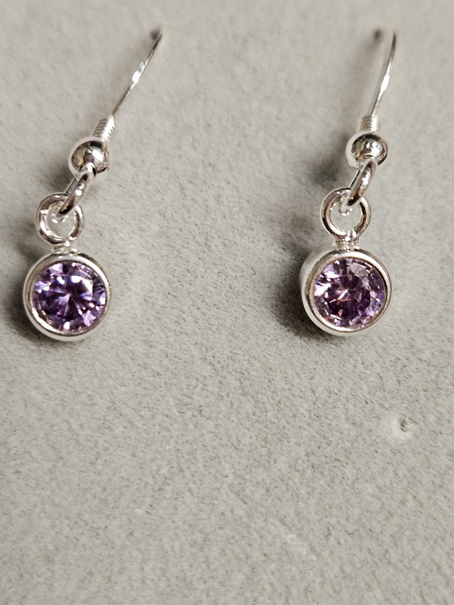 Amethyst cubic zirconia sterling silver hooks 