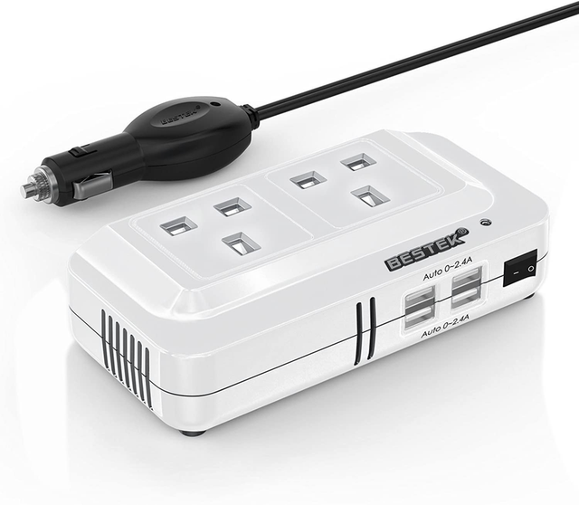 BESTEK 200W Power Inverter DC 12V to AC 230V 240V Dual Socket 