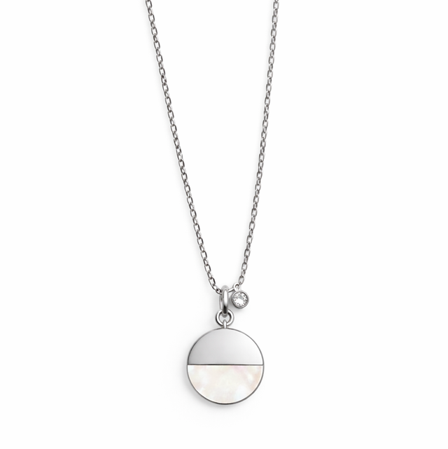 Cadena mini acero plateado y nacarado 