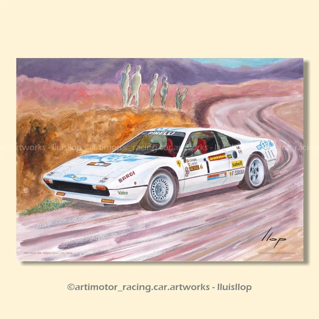Artimotor póster Antonio Zanini A3 42x30 1984 Ferrari 308