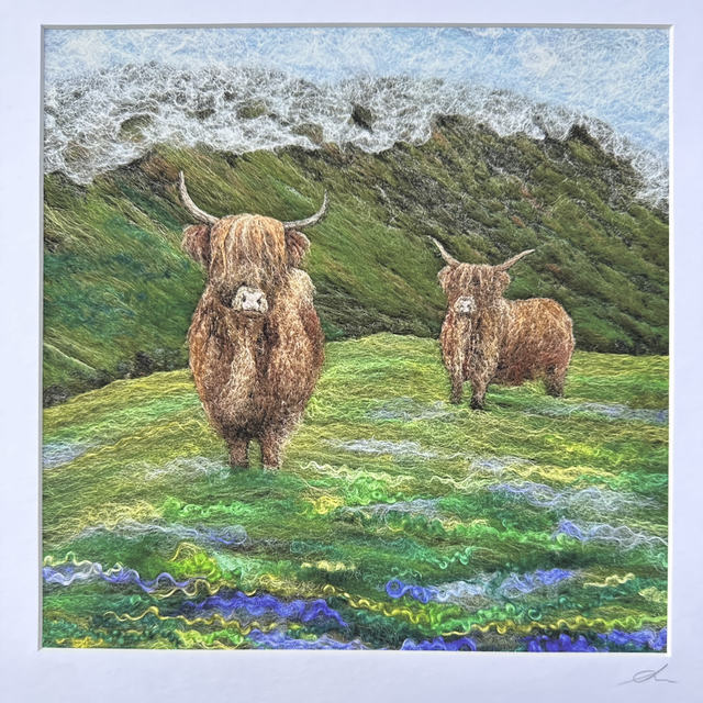 Large Mounted Giclee Print Coos &amp; Bluebells