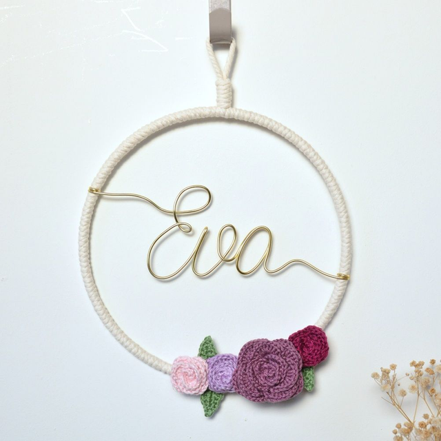 Couronne murale fleurie tons violet (20cm)