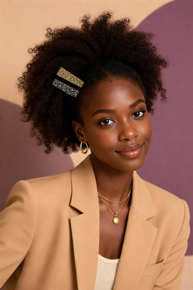 Duo de barrettes- Champagne et nocturne 