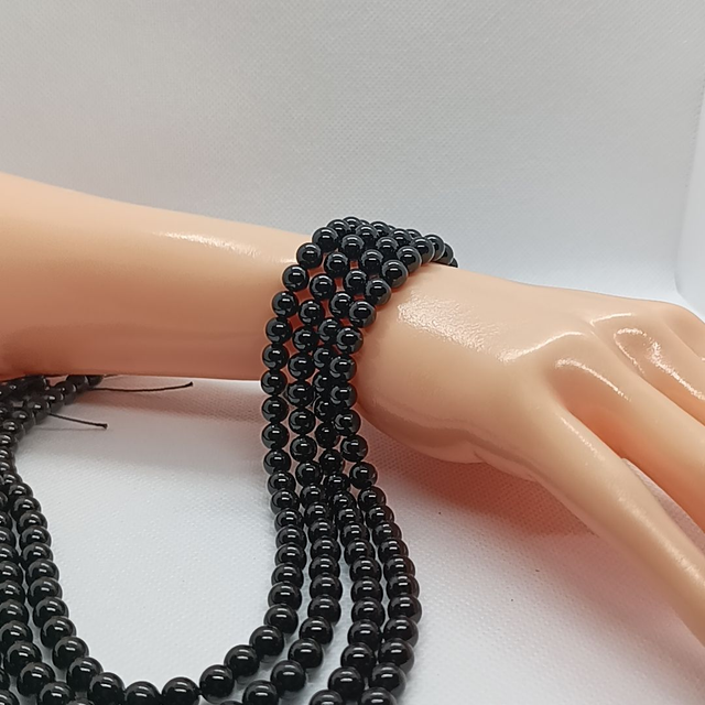 Tourmaline Noire / Fil de Perles en 6 mm / Boules en Pierres Naturelles Rondes et Polies