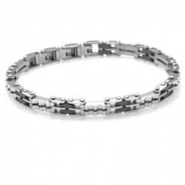 Bracciale uomo in acciaio e ceramica 