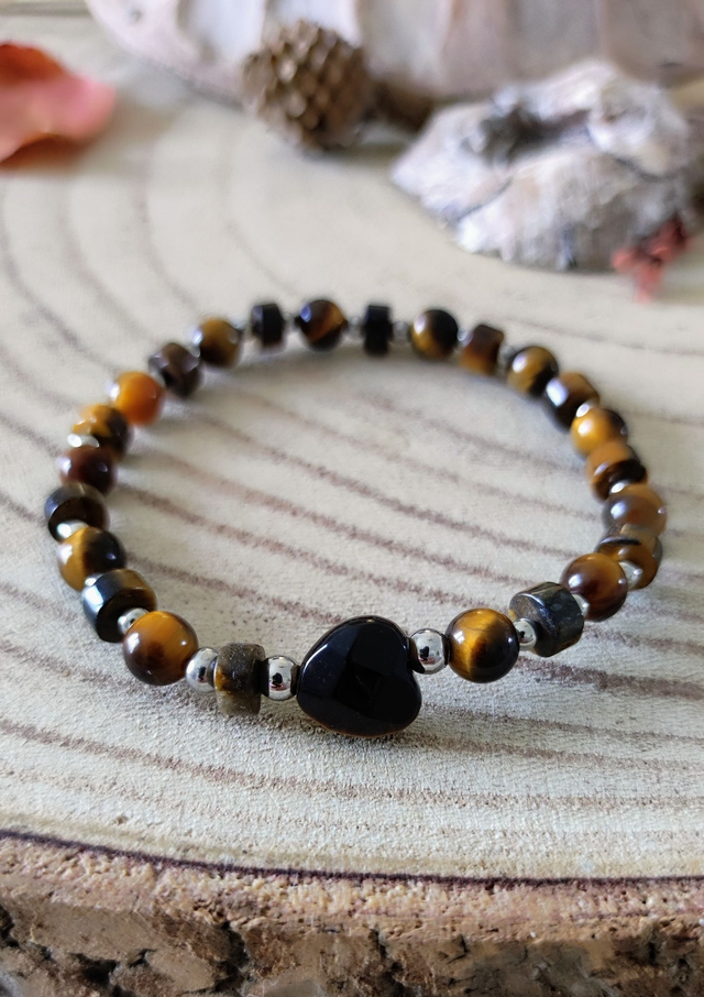 Bracelet Oeil de tigre Coeur "Protection et Force "  