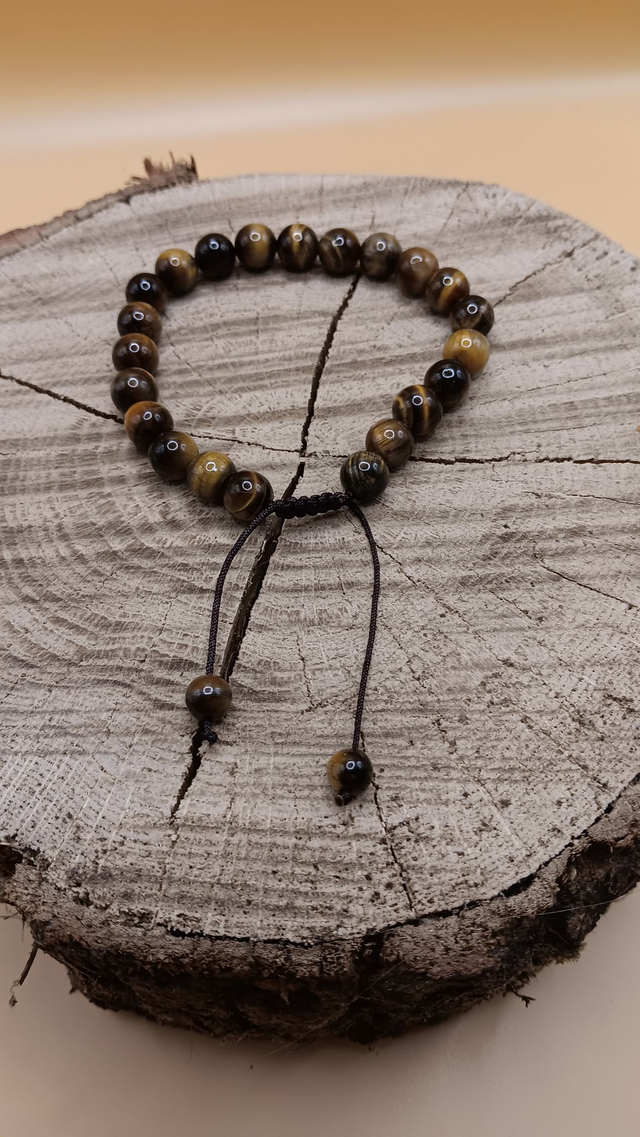 Bracelet reglable coulissant - Œil de tigre