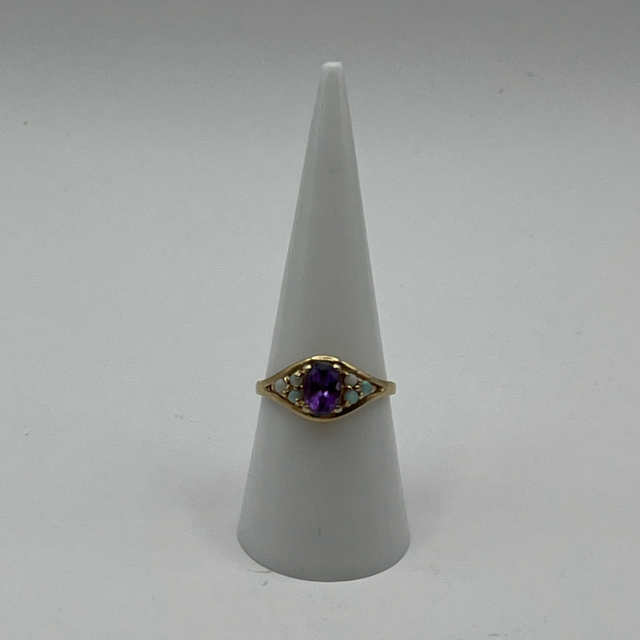 9ct Gold Amethyst &amp; Opal Ring – Size O