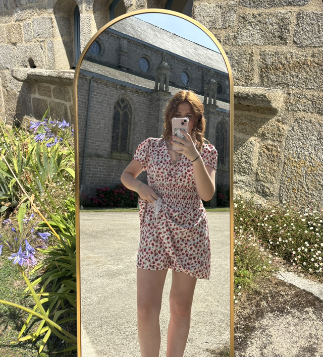 Robe short rouge petite fleurs 