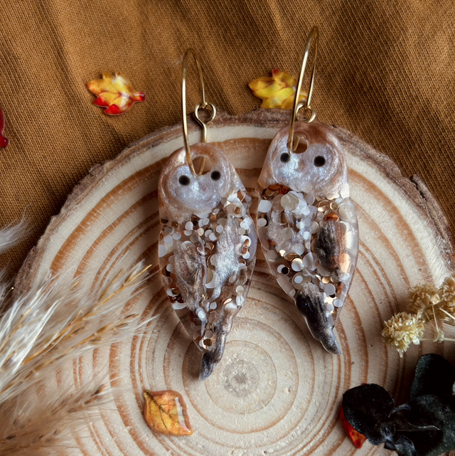 Owl Hoop Earrings Gold Plated