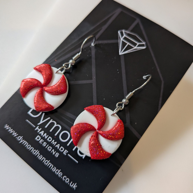 Christmas Candy Swirl Drop Earrings