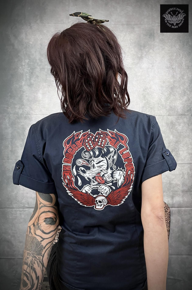 Chemise style Pin up "Hot Rod Lupo" Navy blue