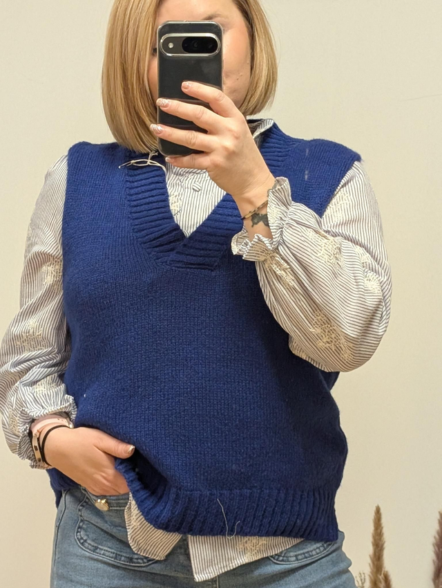 Pull sans manches Giulia bleu roi 