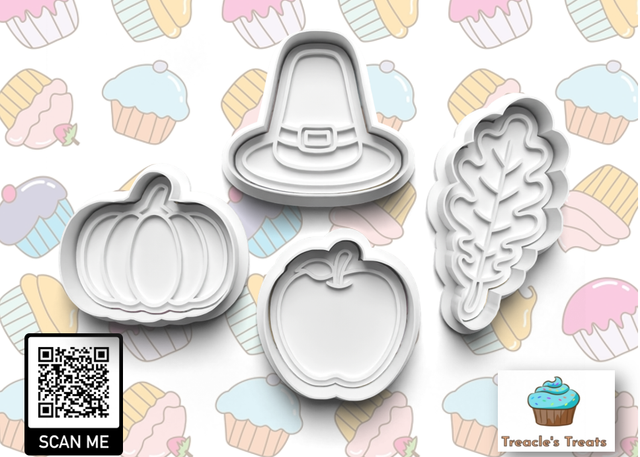 Thanksgiving Theme Fondant/cookie stamps with cutters (0735)