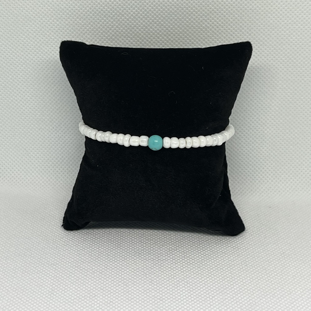 Bracelet en perles rocailles blanc - Perles synthétiques bleu