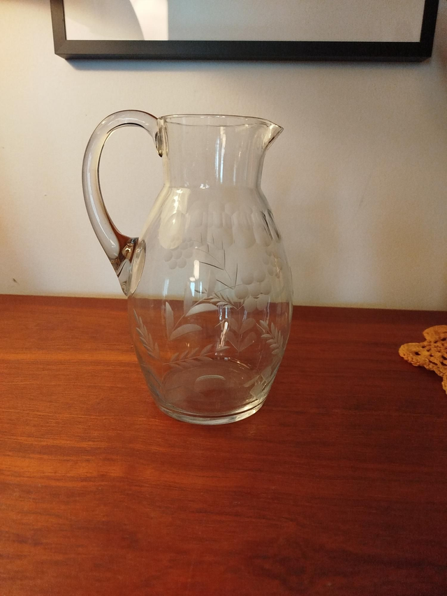 Magnifique Carafe en verre sérigraphiée