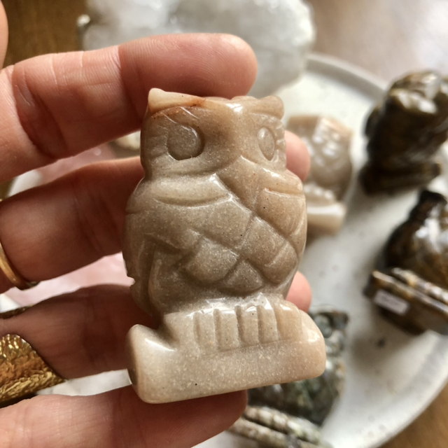 Chouette Aventurine orange pâle 