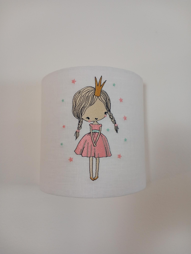 Applique murale demi-cercle en lin brodé Princesse