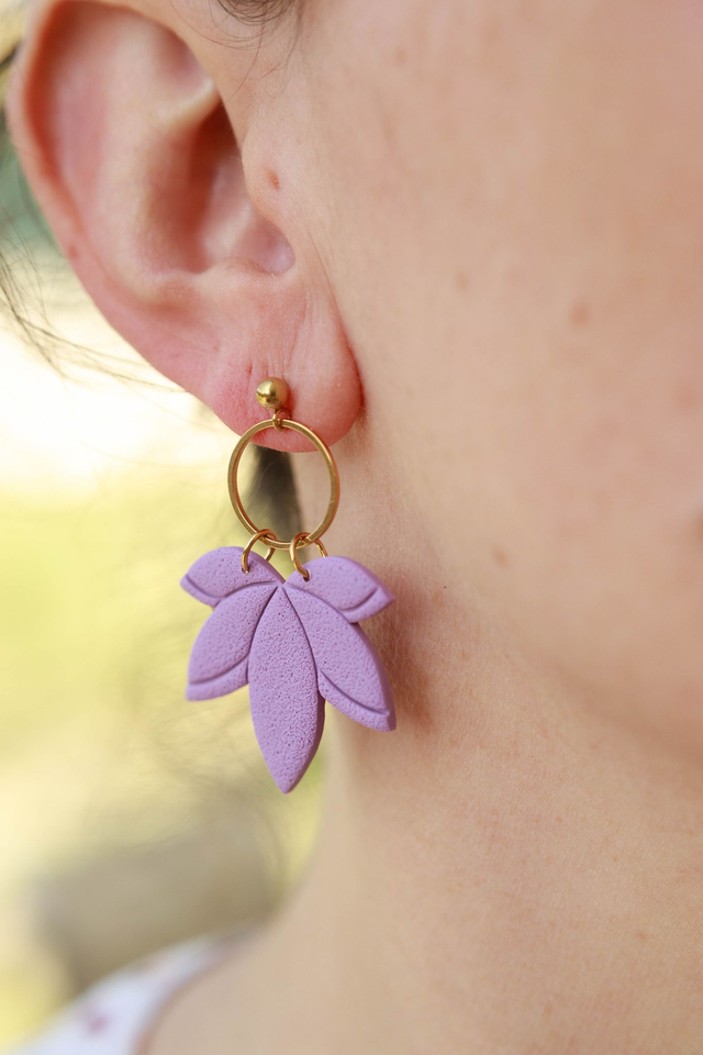 Boucles d&#039;oreilles Fleur Lotus Collection Floraison Colorée