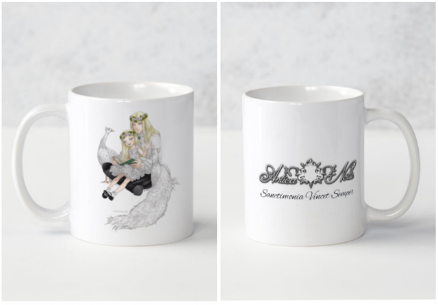 Tazza in ceramica da 325 ml ~ Atra, Lucius e i pavoni bianchi