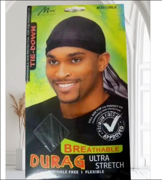 Magic Collection Tie Down Durag – Breathable Black | Hair Styling & Protection