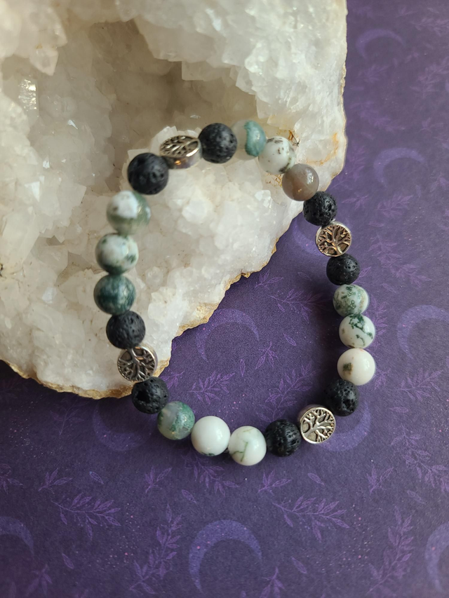 ​Bracelet Racines : Agate Arbre &amp; Pierre de Lave