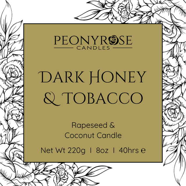 Dark Honey &amp; Tobacco - Luxury Scented Candle 