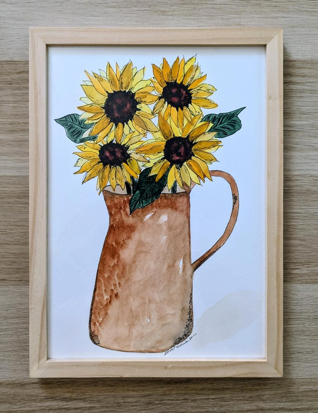 Affiche Aquarelle Originale Tournesols 