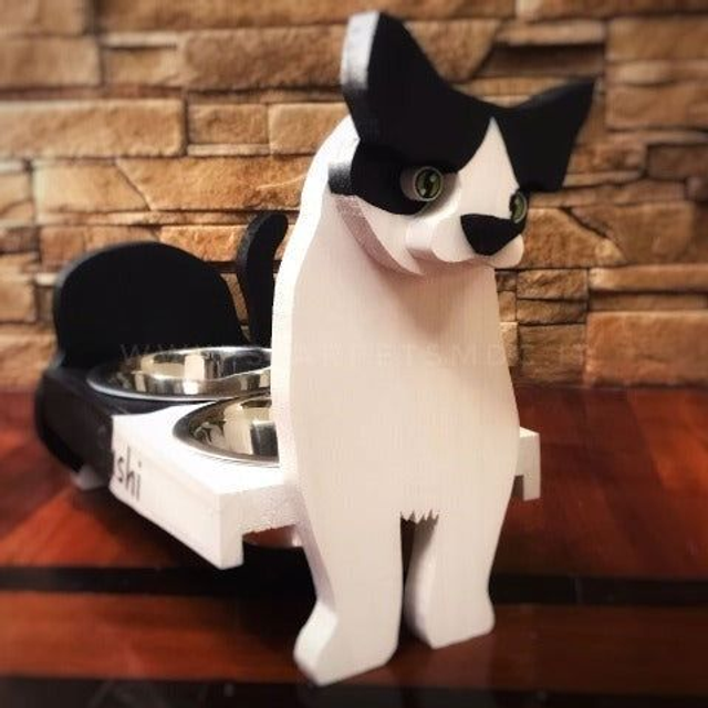 Porta Ciotole Miaoo Bianco e Nero