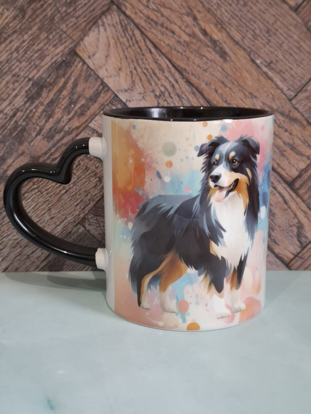 Collection Coloré Mug cœur noir berger australien