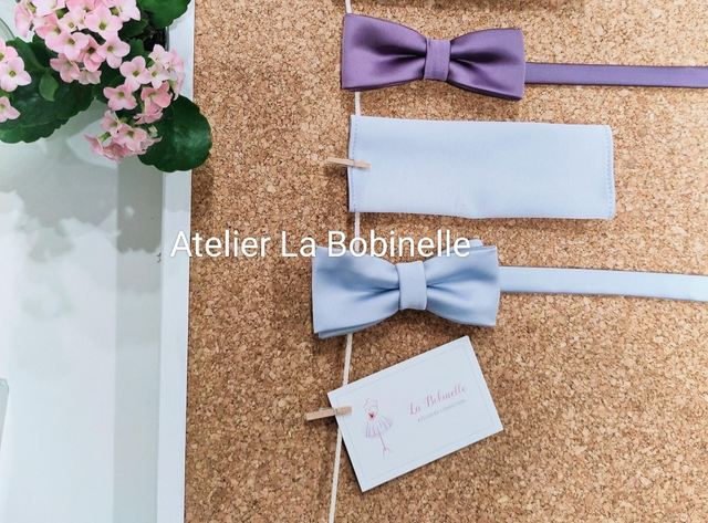 Noeud papillon satin bleu clair