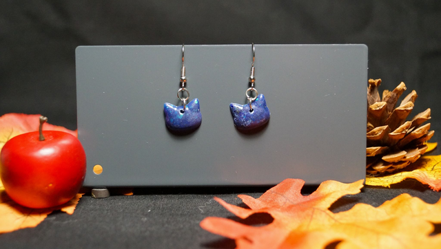 Boucle d'oreilles chat galaxie