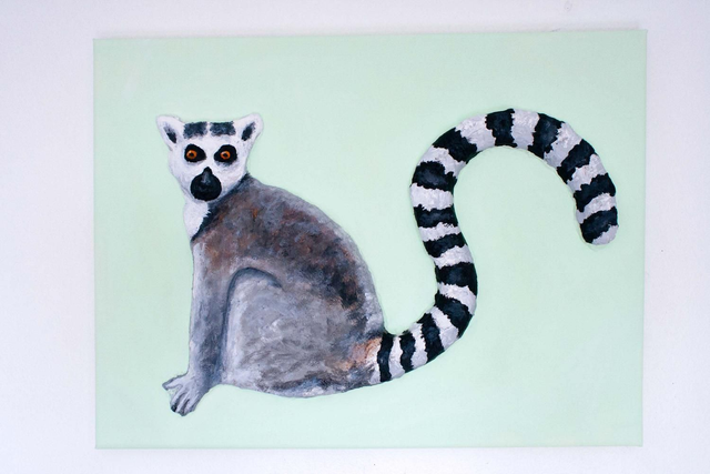 'Lemur'  Original 3D Acrylic Painting by Artist Purple Faye.