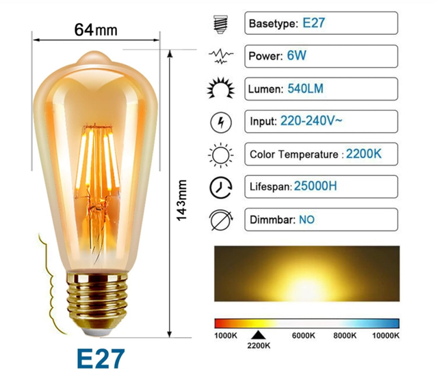 6w Edison Bulb (E27)